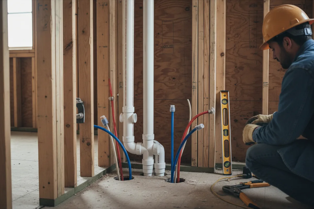Drain and supply rough-in during Drain Cleaning in Lester